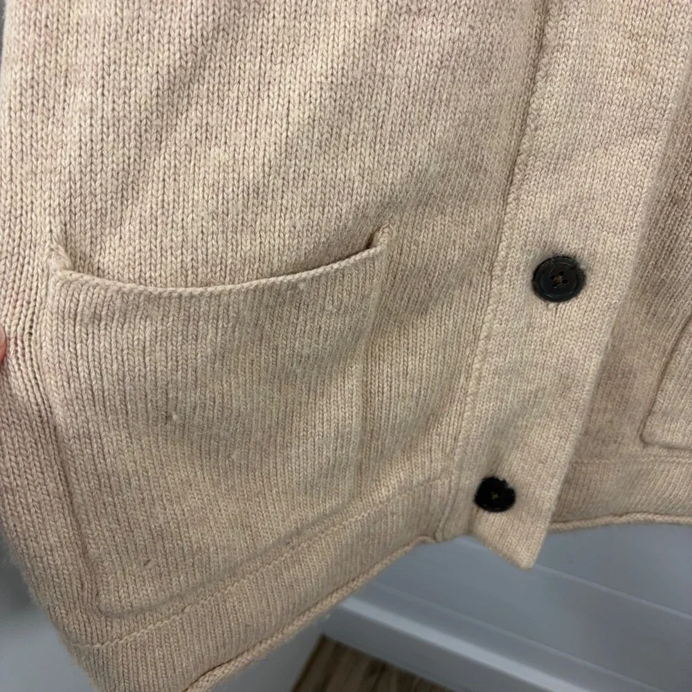 Eddie Bauer Cardigan Sweater Long 3X Tan Camel Lambswool Angora Shawl Collar Ski - Picture 7 of 10